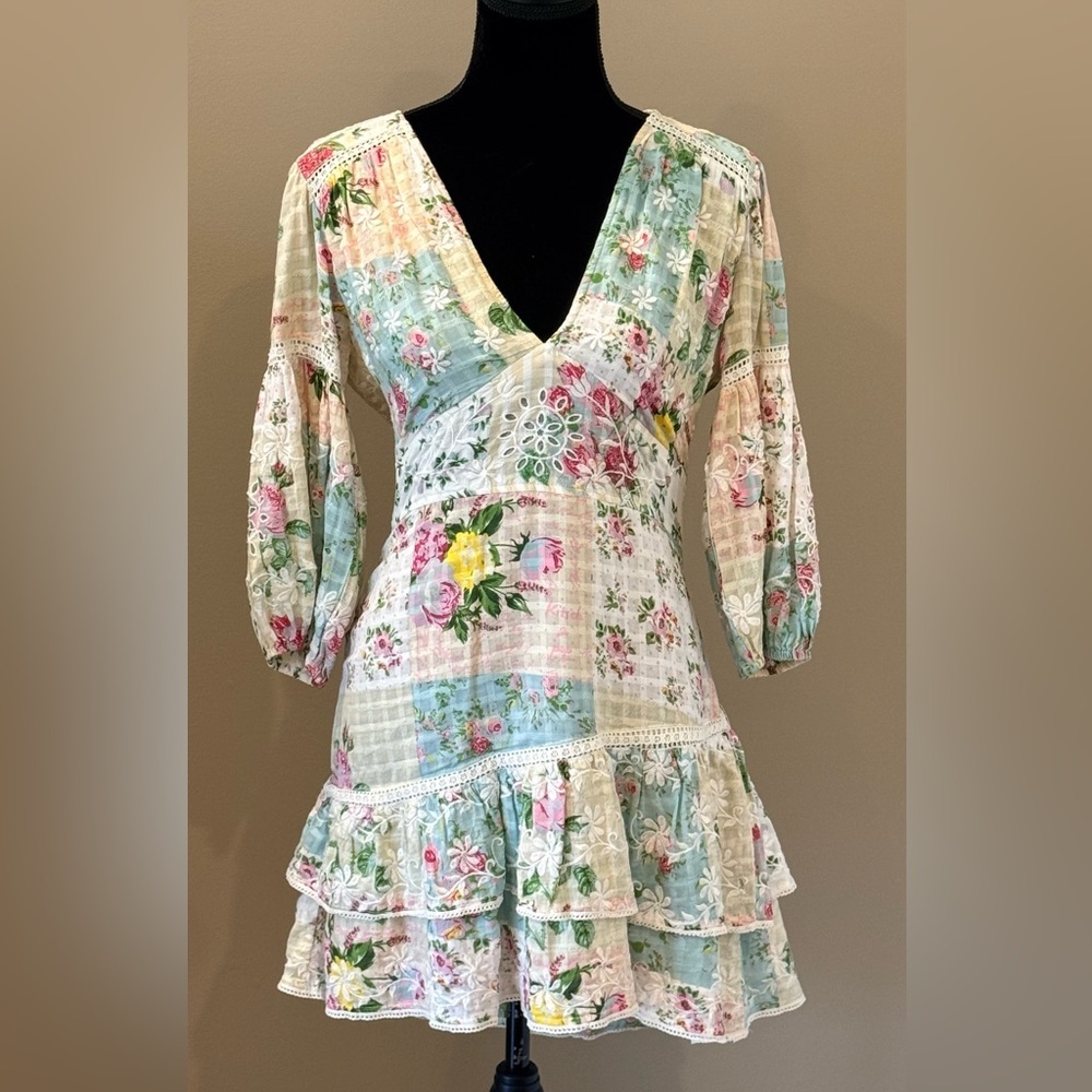 Women’s ANTHROPOLOGIE Barok Paris ruffled v-neck mini dress- Size Medium - Picture 3 of 10